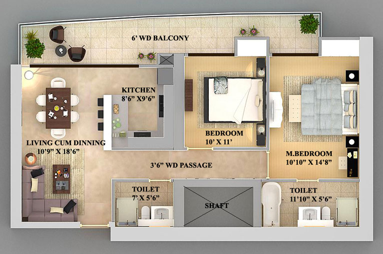 West & East 2bhk Apartment