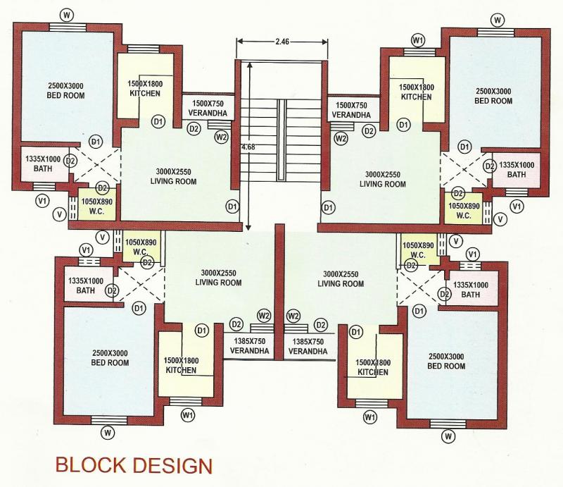 1 BHK +1 Toilet ( First Floor) cluster plan