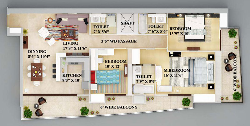 West & East 3bhk Apartment