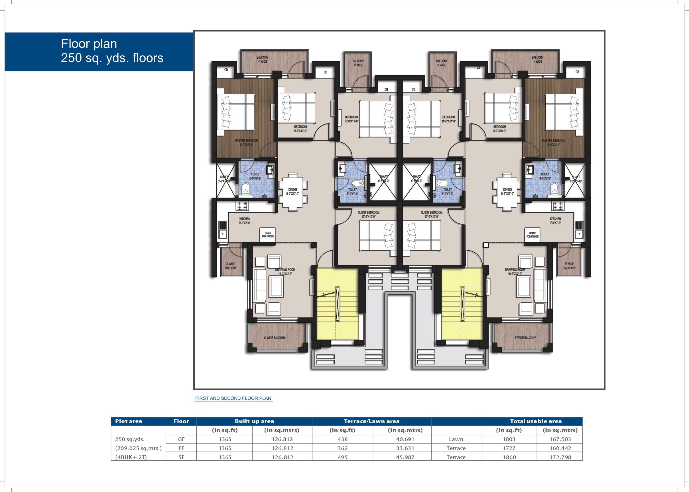Floor plan 250 sq.yds.floors_250 sq.yds. (209.025 sq. mts.)_4 BHK+2T_First & second Floor plan