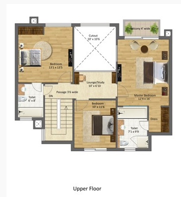 Upper Floor plan (2764 sq.ft.)