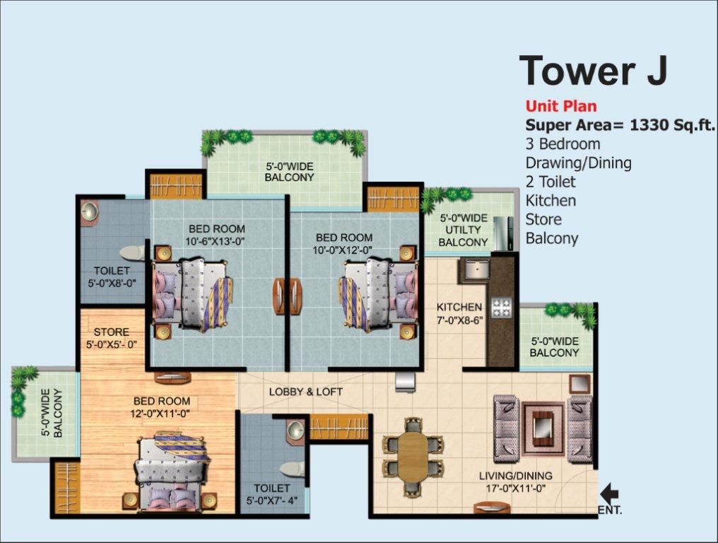3Bhk + 2T + Store
