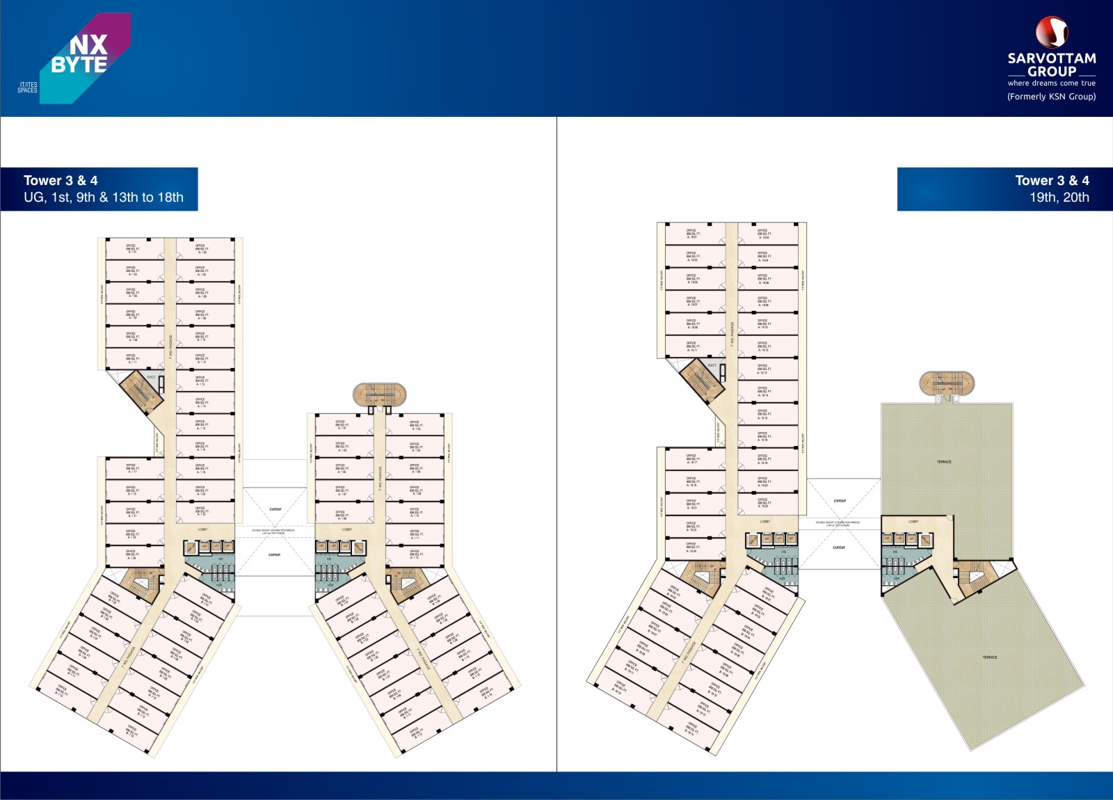 Tower-3&4-UG, 1st, 9th, 13th To 20th Floor Plan