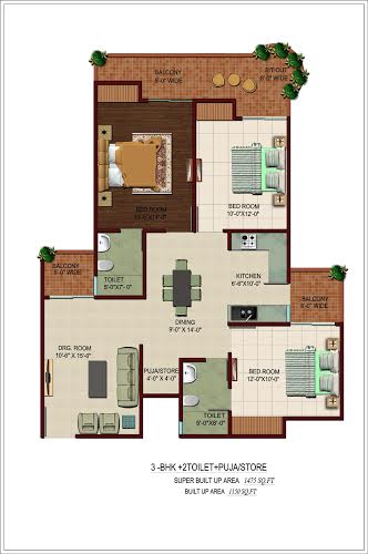 3Bhk + 2T + store
